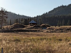  A yurt in the middle of a Montana field.
